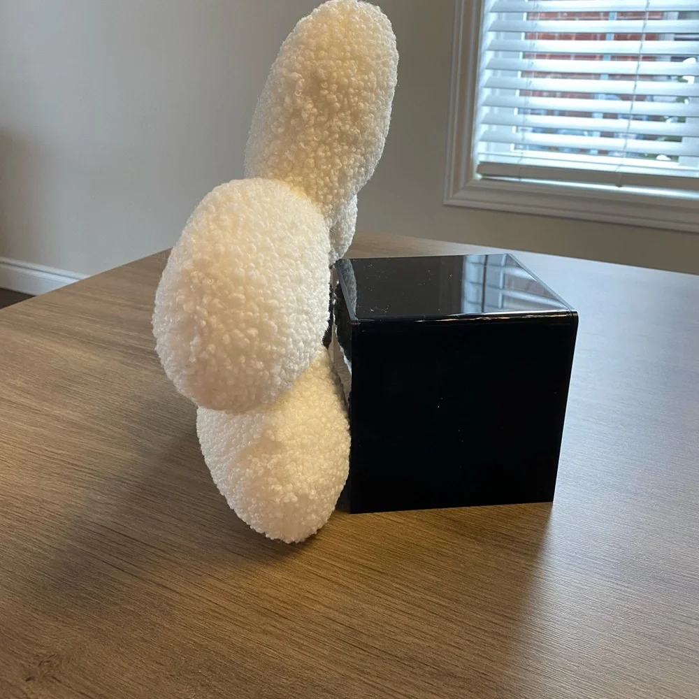 Cute Flower Shaped Sherpa Pillow, White/Brown. Hand Sewn, Soft and Cozy! - Picture 3 of 4